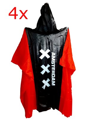 4X Poncho Amsterdam one size lichtgewicht PVC makkelijk mee te nemen festival camping fiets