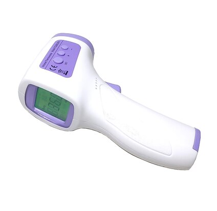 Infrarood thermometer 34 tot 42.9° incl batterijen en 5 gratis mondkapjes