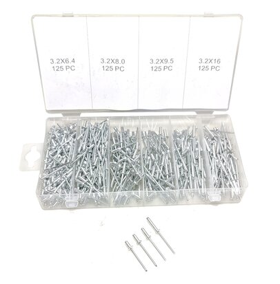 500 Delige 3,2mm popnagel set div lengtes 