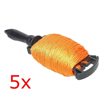 5x Metselaarstouw Touw Nylon haspel Metselkoord 1.5 X 82 meter oranje