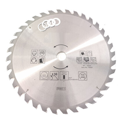 TCT 36 tands Cirkelzaagblad Ø 350 x 3 x Ø 30mm Carbide tanden incl 4 verloopringen 25.4 22 20  en 16 mm