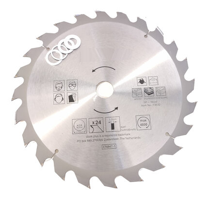 TCT 24 tands Cirkelzaagblad Ø 315 x 3 x Ø 30mm Carbide tanden incl 4 verloopringen 25.4 22 20  en 16 mm