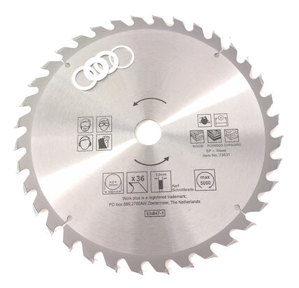 TCT 36 tands Cirkelzaagblad Ø 300 x 3 x Ø 30mm Carbide tanden incl 4 verloopringen 25.4 22 20  en 16 mm