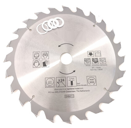 TCT 24 tands Cirkelzaagblad Ø 300x 3 x Ø 30mm Carbide tanden incl 4 verloopringen 25.4 22 20  en 16 mm