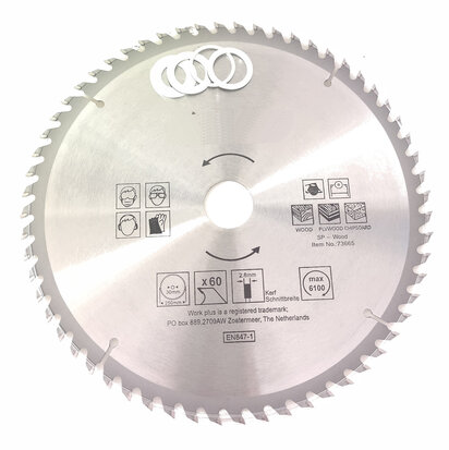 TCT 60 tands Cirkelzaagblad Ø 250x3 x Ø 30mm Carbide tanden incl 4 verloopringen 25.4 22 20  en 16 mm