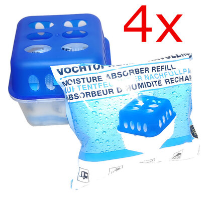 4X Vochtvreter vochtopnemer met 8x 400gr zakjes 