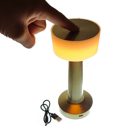 3x Touch Sfeerlamp goud draadloos en dimbaar aanraak nachtlamp tafellamp warm wit 