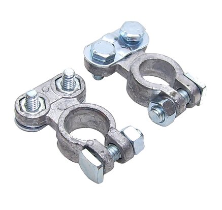 Accuklemset lood accu klem set 2 stuks geschikt voor + en - pool 15 tot 20mm