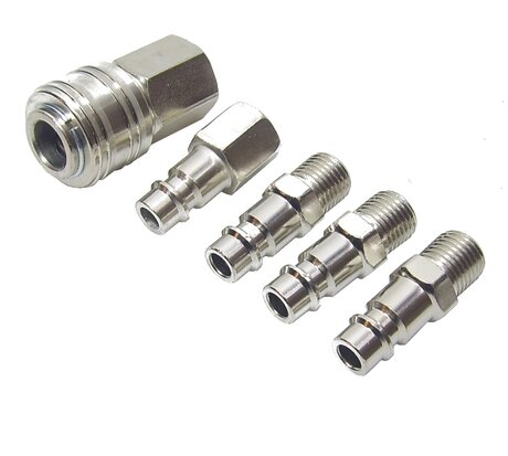 Lucht euro perslucht snelkoppeling Set 1/4" 5 delig