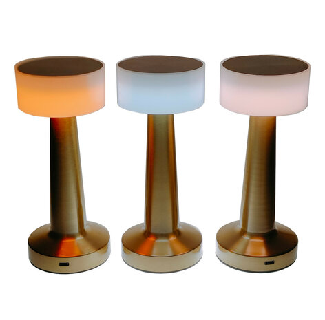 3x Touch Sfeerlamp goud draadloos en dimbaar aanraak nachtlamp tafellamp warm wit 