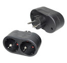 2X-Zwarte-Horizontale-duo-dubbel-stopcontact-verloop-verloop-stekker-RA-max-3500-Watt