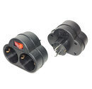 2X-Zwarte-Duo-dubbel-stopcontact-met-schakelaar-verloop-verdeel-stekker-RA-max-3500-Watt