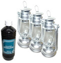 3x-Stormlantaarn-olielamp-windlicht-30cm-zilver-+1-liter-fles-gezuiverde-petroleum